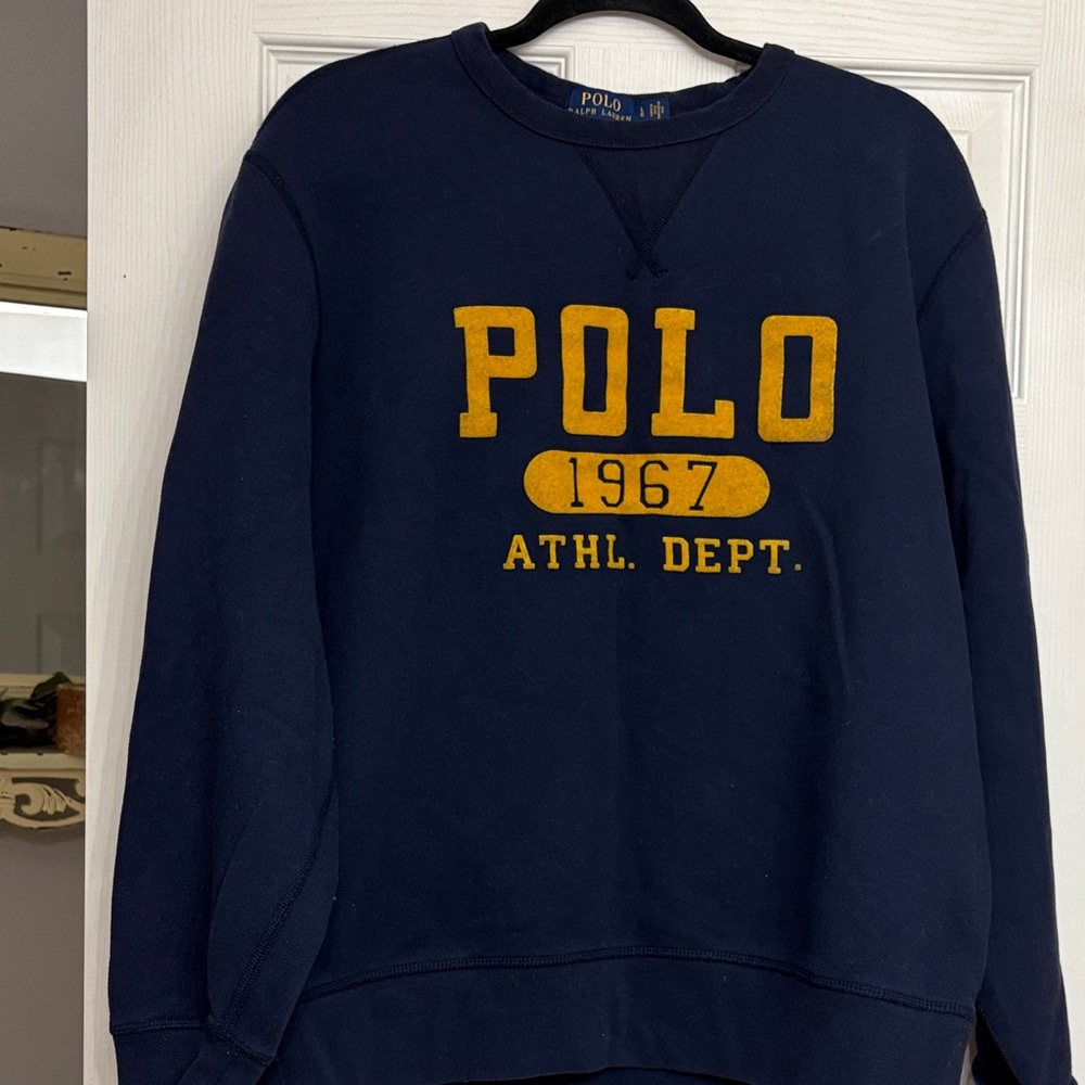 Polo by Ralph Lauren Navy and Gold Crewneck Sweater